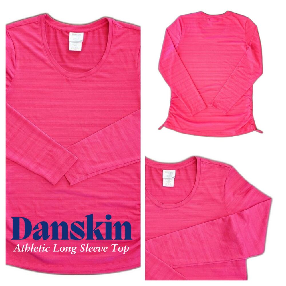 Danskin Now Women Athletic Long Sleeve Top Pink Posey Size L/G 12-14